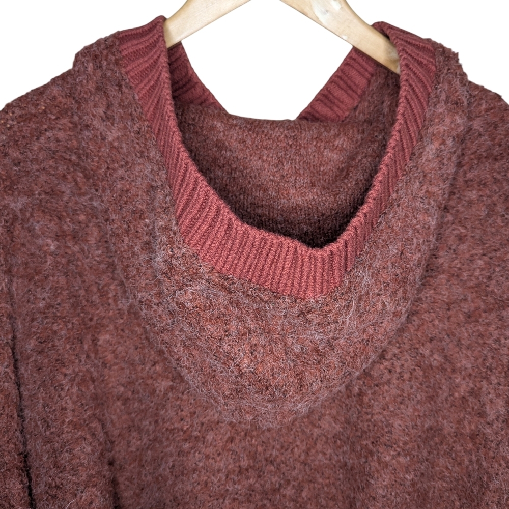 Free People Mila Hoodie Sweater Size Small Cherry Mahogany Oversized Boucle Knit - Picture 7 of 14